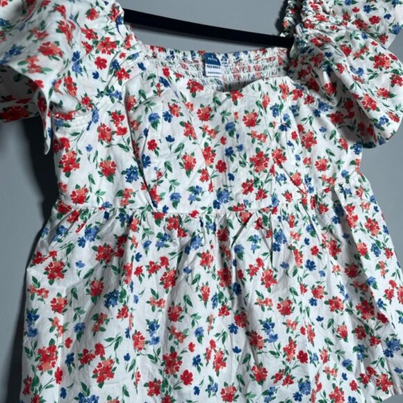 Old Navy Small Petite Blouse Shirt Short Sleeve Floral Ruffle Sleeve Top Crop SP - Picture 13 of 13